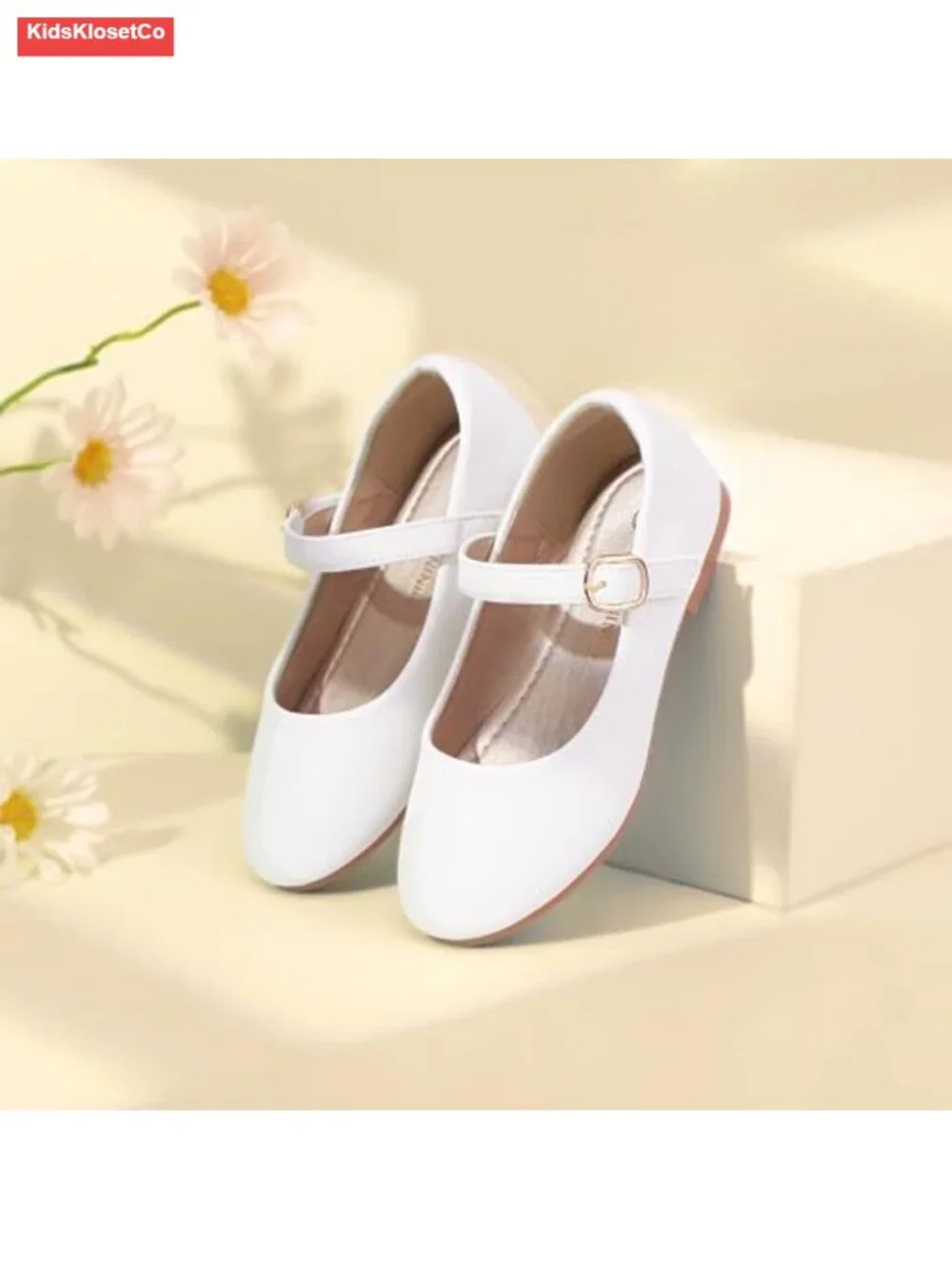 Girls Round Toe Mary Jane Flats with Hook and Loop Closure